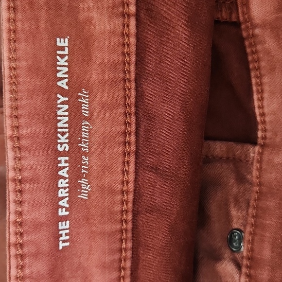 AG Farrah High Rise Ankle Skinny Coated Leatherette Jean, Rich Crimson - Picture 7 of 9